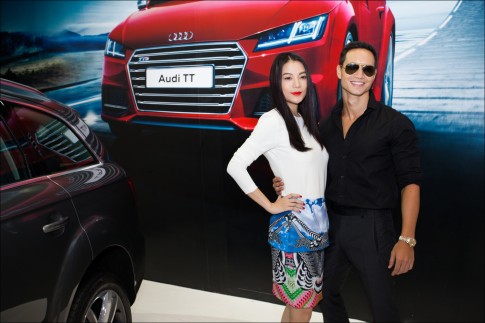 Vietnam Motorshow 2014: Truong Ngoc Anh cung Kim Ly ‘tinh tu’ canh sieu xe Audi