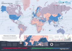 Bản đồ hệ thống cáp Internet thế giới trên đại dương 2014