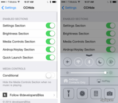 CCHide: Tweak tốt nhất để ẩn các phần Control Center trên iOS 7