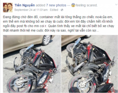 Đã có FaceBook của anh chàng đi Nouvo nhanh chân thoát xác trong vụ xe container mất lái