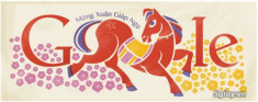 Google Doodles: Chúc mừng năm mới với ngựa-mai-đào