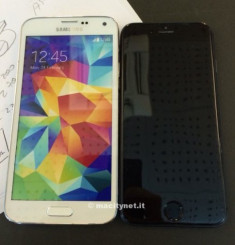iPhone 6 so kè với Samsung Galaxy S5, màn nhỏ hơn, mỏng gọn hơn