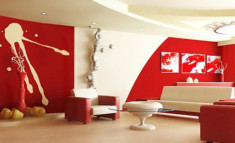 Phòng khách ‘cá tính’ với tông màu trắng đỏ