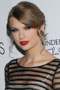 Taylor Swift biến hóa với tông son đỏ