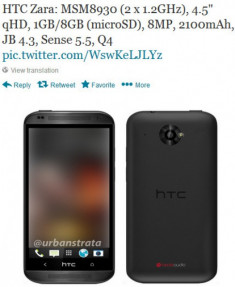 HTC Zara xuất hiện với thiết kế lai giữa One và One X