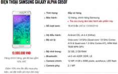 Samsung Galaxy Alpha chính hãng có giá 13,99 triệu đồng