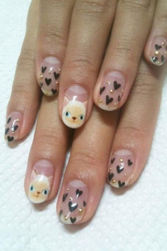 Mẫu móng tay nail hình mèo đẹp 2016 cho nàng yêu động vật
