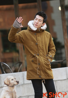Áo khoác nam phao lông có mũ kiểu Hàn Quốc đẹp ấm áp đông 2016 – 2017 lạnh giá