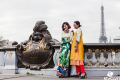 Nao lòng ngắm áo dài Việt tha thướt trên đường phố Paris