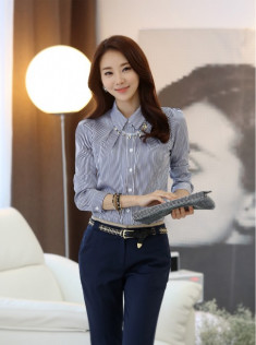Diện áo sơ mi nữ công sở đẹp phong cách Hàn Quốc hot nhất 2017