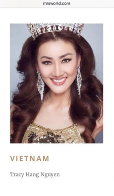 Tracy Hằng Nguyễn đại diện Việt Nam dự thi Mrs World 2016