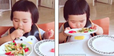 Clip bé gái “thánh ăn” Trung Quốc khiến dân mạng tranh cãi