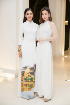 Hoa hậu Tiểu Vy và Đỗ Mỹ Linh đọ sắc trong tà áo dài duyên dáng khi lần đầu xuất hiện chung tại sự kiện