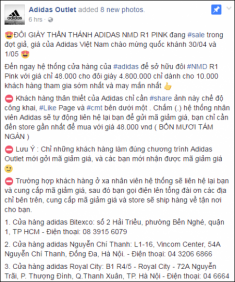 Đại diện adidas Việt Nam: “Không có chuyện giảm giá đôi giày 4,8 triệu chỉ còn 48 nghìn đồng”