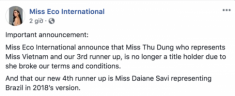 Lộ lý do thật sự khiến ‘Miss Eco International’ công khai thu hồi danh hiệu quốc tế của Thư Dung