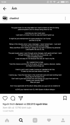 CL gửi tâm thư giải thích chuyện album trễ hẹn: “Tôi cũng là một con người”