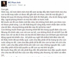 Con gái sợ bố, MC Phan Anh viết tâm thư gửi con