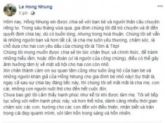 Loạt sao Việt chia sẻ, động viên Hồng Nhung trước thông báo ly hôn của nữ diva