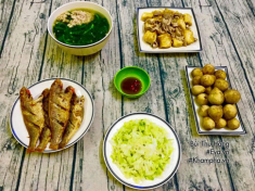 Bữa cơm chiều đề huề với 2 món mặn 2 món rau đưa cơm cho cả nhà