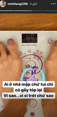 Minh Hằng ở nhà mùa dịch không những không tăng cân mà còn ngày càng teo tóp, gầy trơ xương
