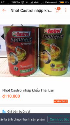 Nhớt Castrol lon nhôm Thailand là đồ giả đúng không aem