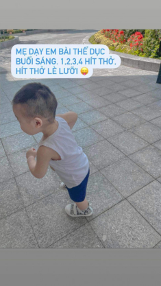 Tập thể dục, quý tử nhà Lan Khuê được bố mẹ sắm hẳn đôi giày 13 triệu mang cho êm