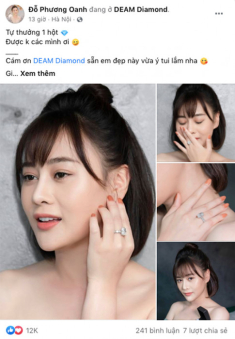 Phương Oanh chi hơn 3 tỉ đồng sở hữu nhẫn kim cương 5.01 carat của Deam Diamond