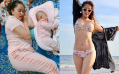 Bị chồng kém 12 tuổi chụp lén cảnh chăm con xuề xoà, Khánh Thi lột xác với bikini gợi cảm