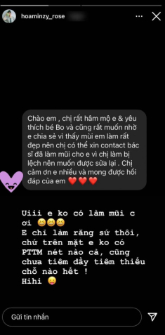 Bị hỏi địa chỉ làm mũi, Hoà Minzy công khai luôn bộ phận đã sửa trên gương mặt