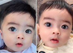 Em bé có đôi mắt búp bê sống, thấy diện mạo mẹ bé ai cũng xuýt xoa: Di truyền