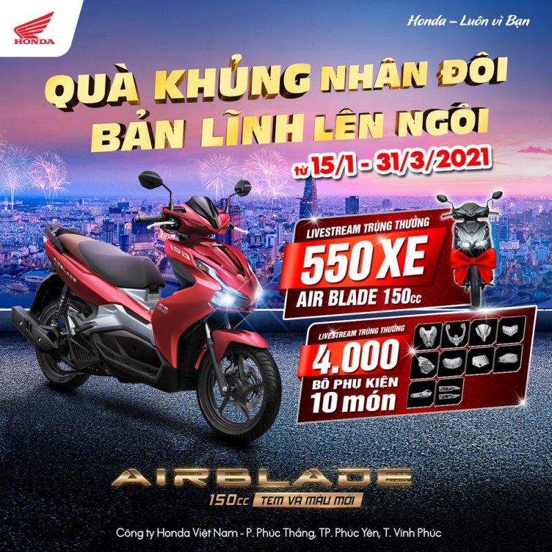 Honda chơi lớn trong tháng 3 khi mua xe Air Blade