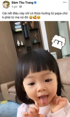 Đàm Thu Trang nói con gái xinh điệu giống bố, Cường Đôla vội vàng nhận ngay