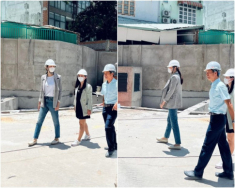 Không chấp nhận là “bình phong”, Đàm Thu Trang ra công trường bỏ cao gót, mũ bảo hộ giản dị, vest chuẩn mực