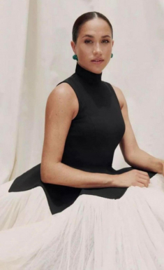 Chẳng còn lo phá vỡ quy tắc Hoàng gia, Meghan Markle mặc đầm hở ngực lên tạp chí, táo bạo hơn chị dâu Kate