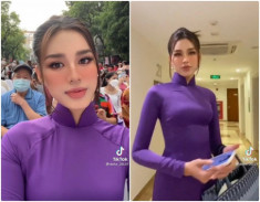 Một ngày chạy show “co giò” của Đỗ Thị Hà: tay ôm vương miện, mặc nguyên đầm dạ hội đi thi