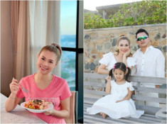 Con gái đáng yêu của “Búp bê” Thanh Thảo làm bánh cho mẹ, bố gốc Hoa ân cần phía sau