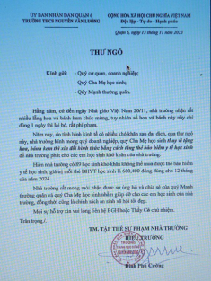 Bức thư mong muốn “đổi hoa thành quà” của thầy hiệu trưởng ngày 20/11 được các mẹ liên tục bình luận
