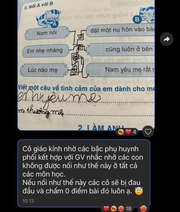 Cô giáo tiểu học “đau đầu nhức óc” sau khi chấm bài tập về nhà, nhắn tin vào nhóm lớp “cầu cứu” phụ huynh