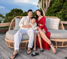 Lương Thế Thành 1m8, Thuý Diễm 1m7, con trai quốc tịch Mỹ gây chú ý với đôi chân dài ngoằng