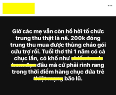 Mẹ bỉm Hà Nội bức xúc khi phụ huynh lớp con hồ hởi đóng 200 nghìn tổ chức Trung thu, thay vì hỗ trợ bão lũ
