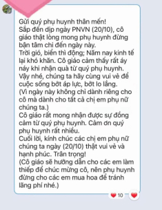 MXH xôn xao đoạn tin nhắn của cô giáo Quy Nhơn đề cập chuyện tặng quà giáo viên Ngày Phụ nữ Việt Nam 20/10