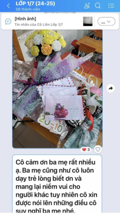 Phụ huynh một lớp bị cô giáo nhắn tin trong nhóm chat để trả lại phong bì Ngày Phụ nữ Việt Nam 20/10, nghẹn ngào đọc lý do
