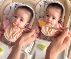 Con gái lai ngoại quốc nhà Nhật Kim Anh có đôi mắt đẹp như ngọc, video tập ăn dặm “đốn tim” người xem