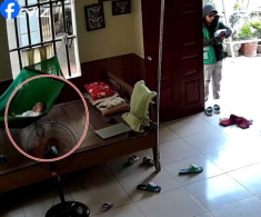 Con nằm một mình trên võng, mẹ Việt xem camera thì nghẹn ngào khi thấy hành động của shipper