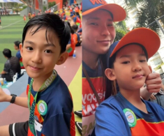 Con trai Thúy Diễm - Lương Thế Thành ngày càng điển trai giống bố, được ông bà nội chăm chút khi đến trường