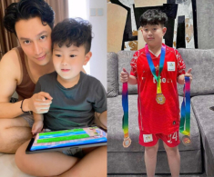 Con trai Việt Anh sưu tập huy chương để làm quà cưới cho mẹ và dượng, 7 tuổi đã “oách” hơn bố ruột