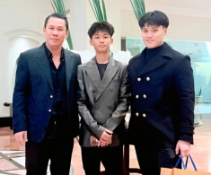 Đại gia Đức Huy đưa 2 quý tử đi dự tiệc, con trai Lệ Quyên nay cao gần bằng người anh chung nửa huyết thống
