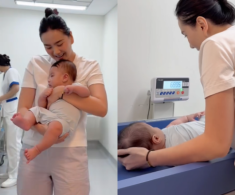 Mai Ngọc đưa con trai đi tiêm phòng ở bệnh viện quốc tế, khoe quý tử bụ sữa 4 tháng tuổi đã nặng 8kg
