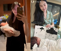 Mai Ngọc khoe quý tử chưa tròn 1 tháng tuổi đã chuẩn con trai của “cô gái thời tiết”, tương lai nối nghiệp mẹ