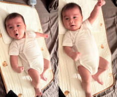 MC Mai Ngọc khoe quý tử mới 2 tháng tuổi đã biết “tám chuyện”, bà ngoại sang thăm là có quà cho cháu